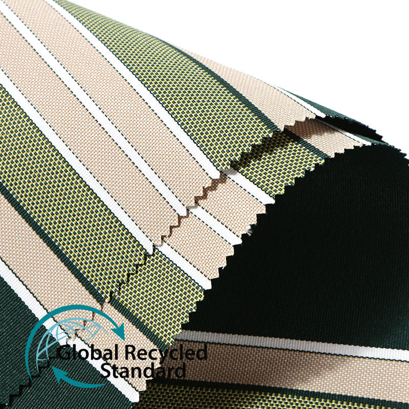 RPET Recycled 600D Oxford Fabric Stripe Pattern Printing PVC Picnic Mat Fabric Outdoor Beach Chair Fabric