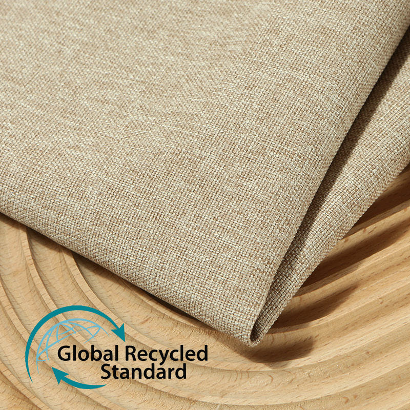 RPET 1200D Imitation Linen Solid Color Thickened Sofa Fabric Imitation Linen Composite Coating Full Polyester Recycled Fabric