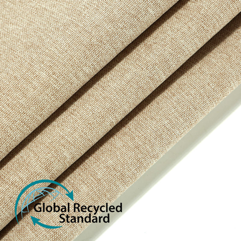 RPET 1200D Imitation Linen Solid Color Thickened Sofa Fabric Imitation Linen Composite Coating Full Polyester Recycled Fabric