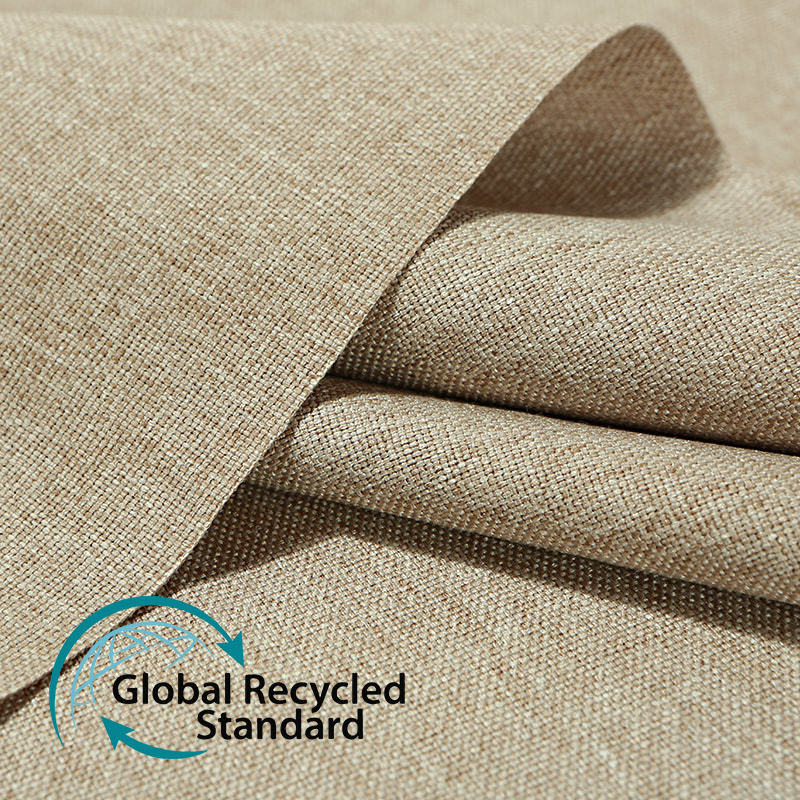 RPET 1200D Imitation Linen Solid Color Thickened Sofa Fabric Imitation Linen Composite Coating Full Polyester Recycled Fabric