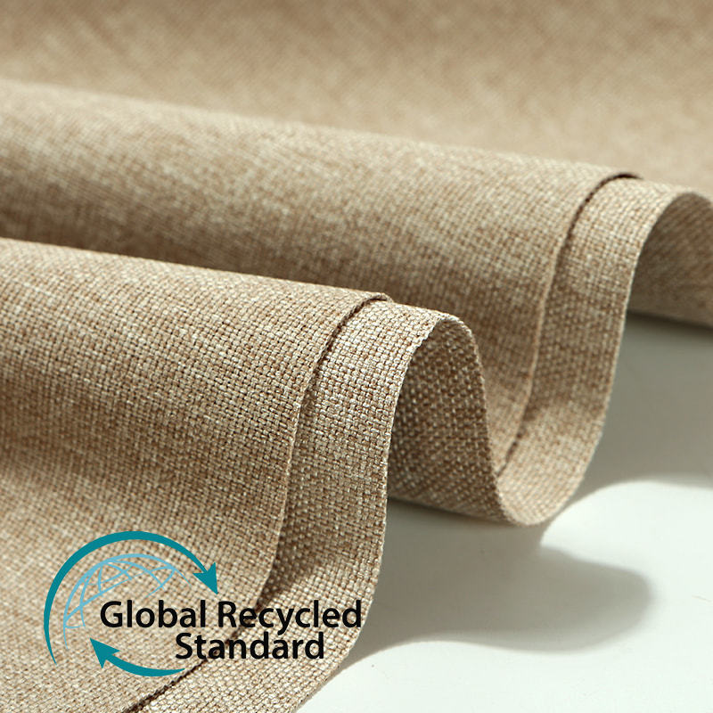 RPET 1200D Imitation Linen Solid Color Thickened Sofa Fabric Imitation Linen Composite Coating Full Polyester Recycled Fabric