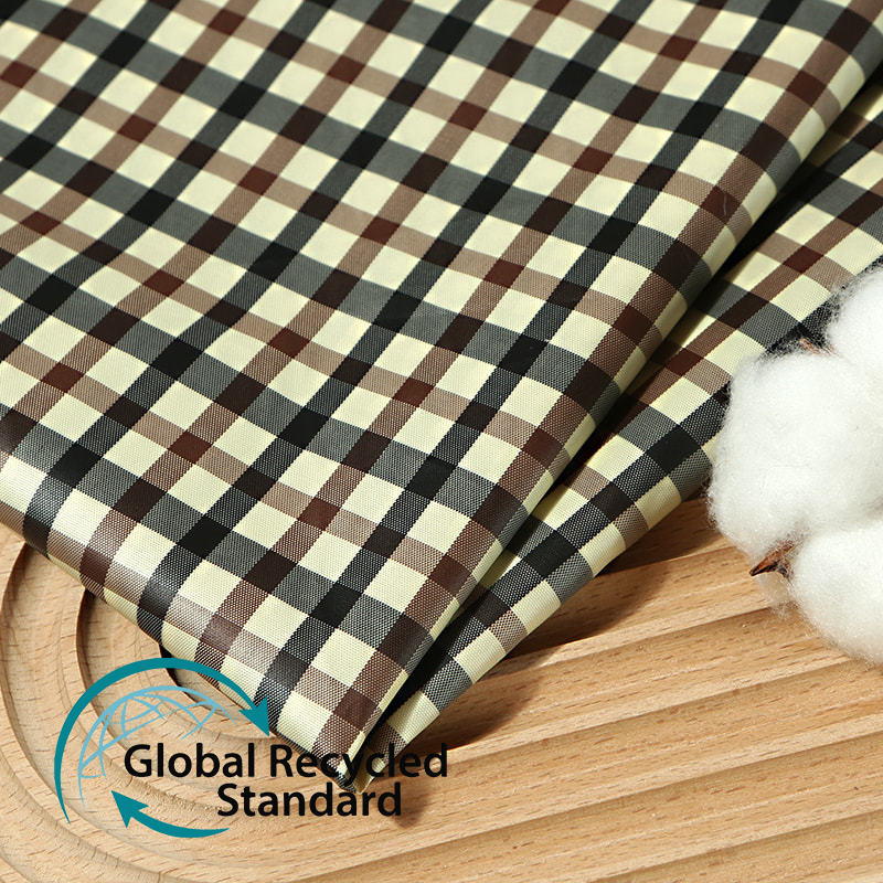 RPET Yarn-dyed Polyester Taffeta Plaid Striped Shirt Jacket Cotton Lining Sleeve Apron Fabric Recycled Fabric